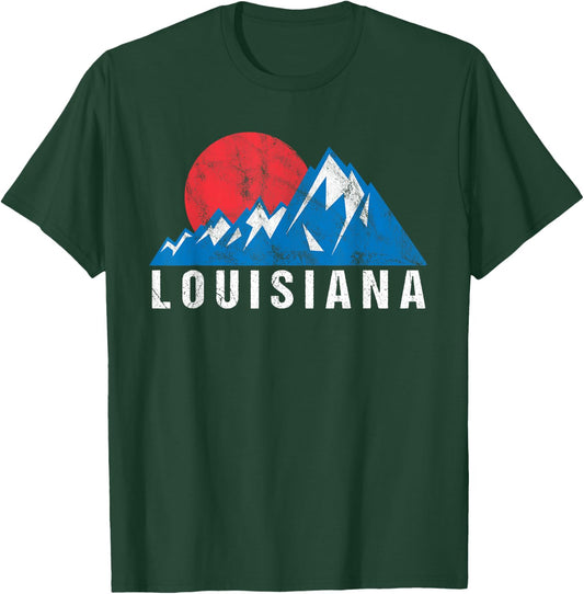 Retro Vintage Louisiana USA Mountains T-Shirt - T-Shirt | Forest