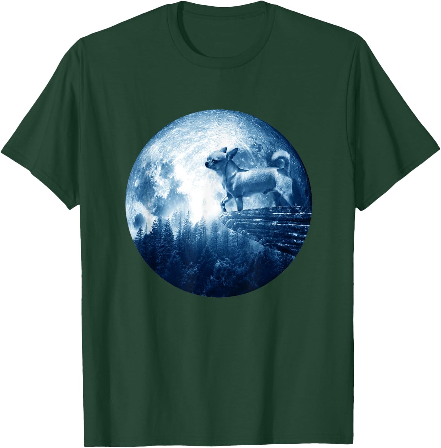 Chihuahua Smooth Coat Dog Moon Dog Mom Dad Dog Lovers T-Shirt - T-Shirt | Forest