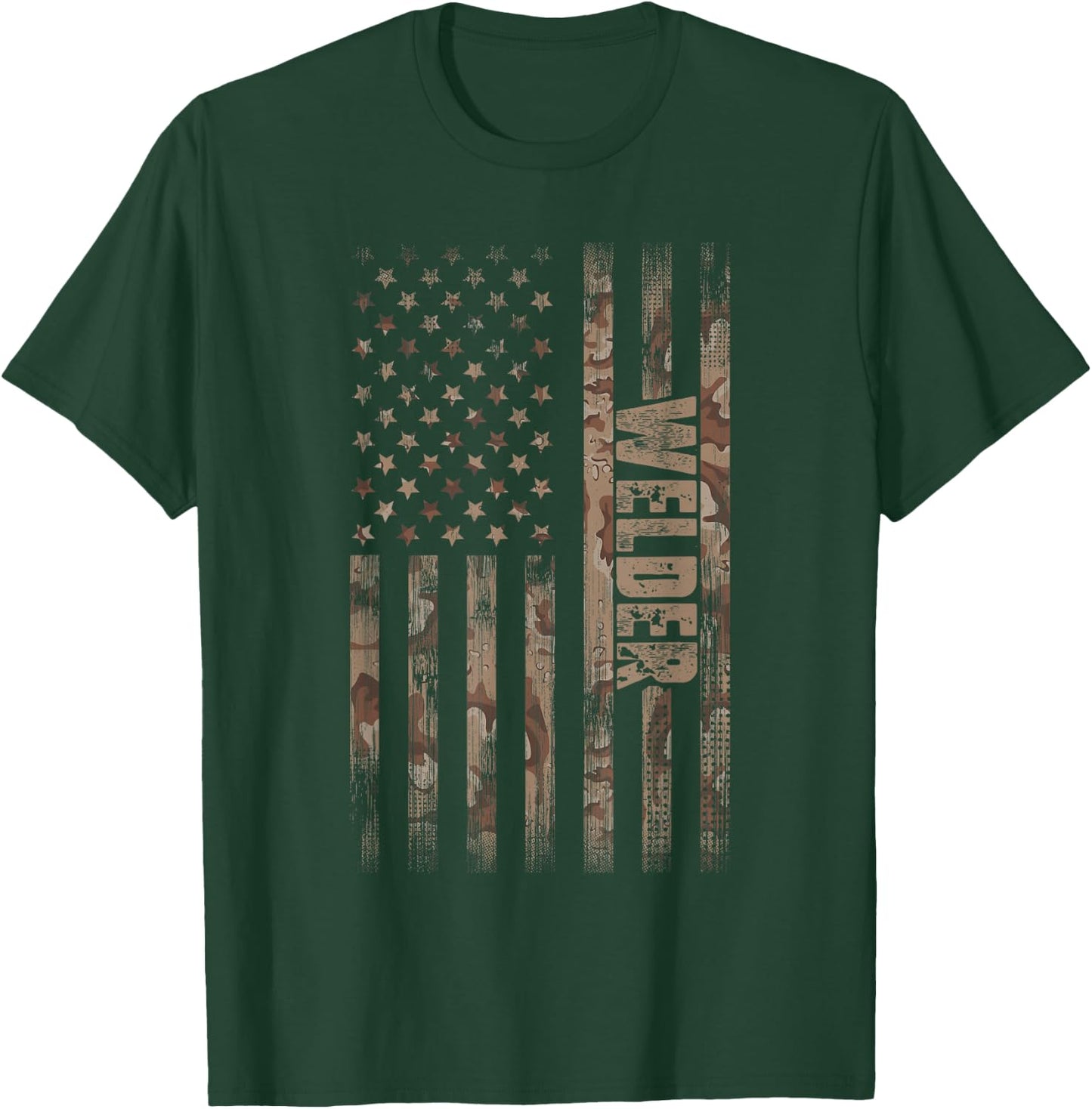 Welder American Flag Gift Welding T-Shirt - T-Shirt | Forest