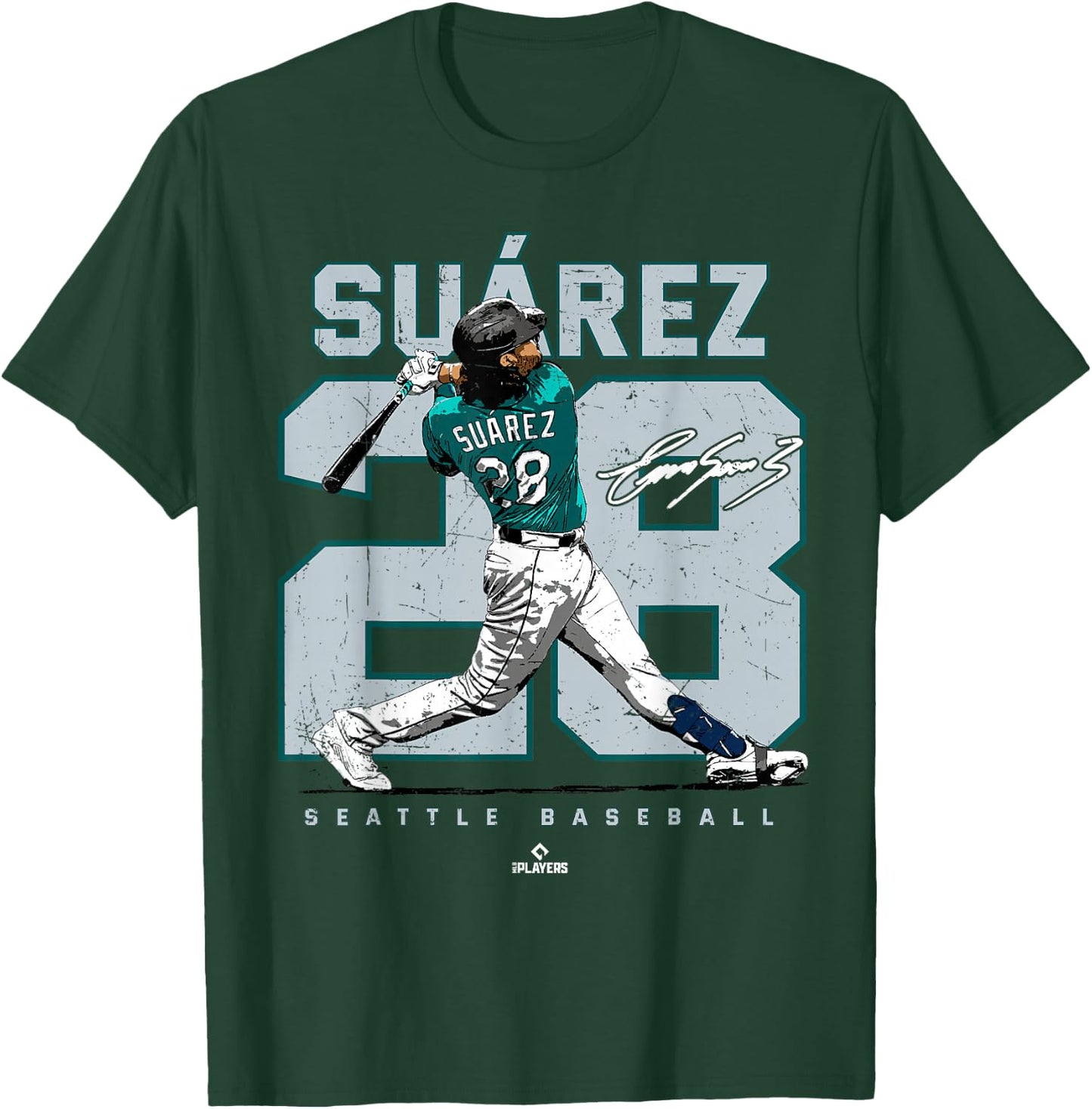 Number and Portrait Eugenio Suarez Seattle MLBPA T-Shirt - T-Shirt | Forest