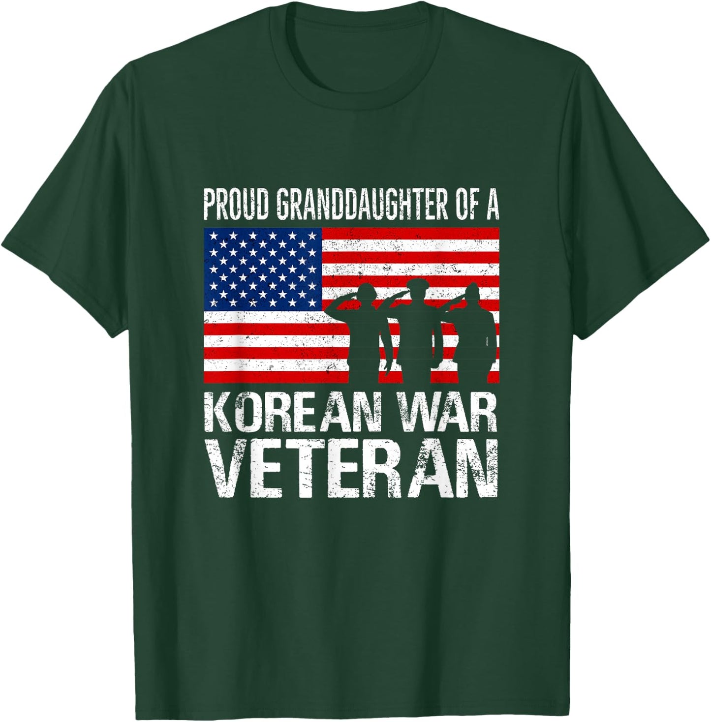 Proud Granddaughter Korean War Veteran Matching Grandfather T-Shirt - T-Shirt | Forest