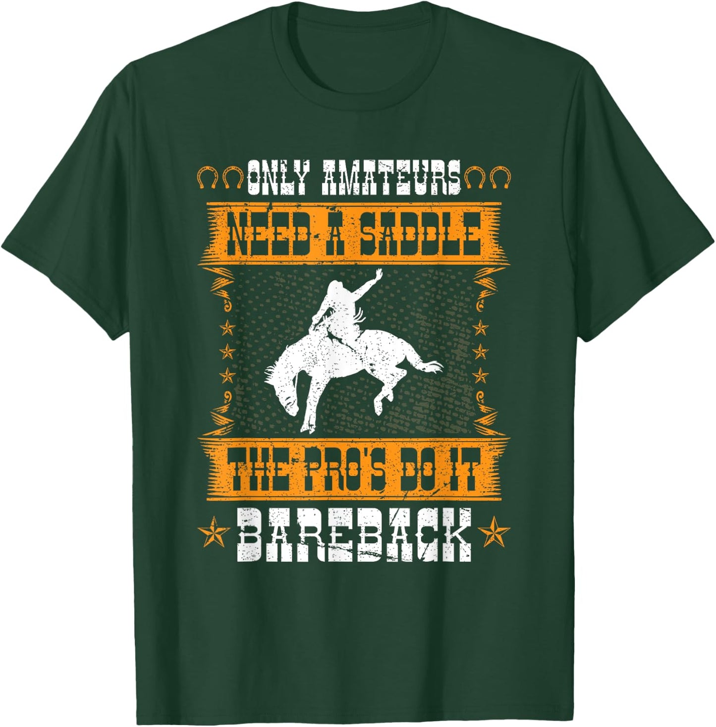 Bucking Bronco Western Rodeo Cowboy Bareback Bronc Rider T-Shirt - T-Shirt | Forest