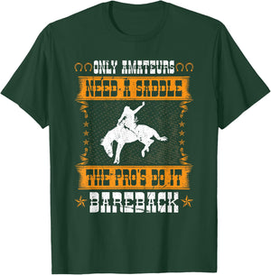 Bucking Bronco Western Rodeo Cowboy Bareback Bronc Rider T-Shirt - T-Shirt | Forest