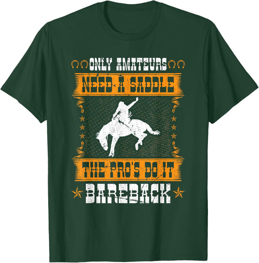 Bucking Bronco Western Rodeo Cowboy Bareback Bronc Rider T-Shirt - T-Shirt | Forest