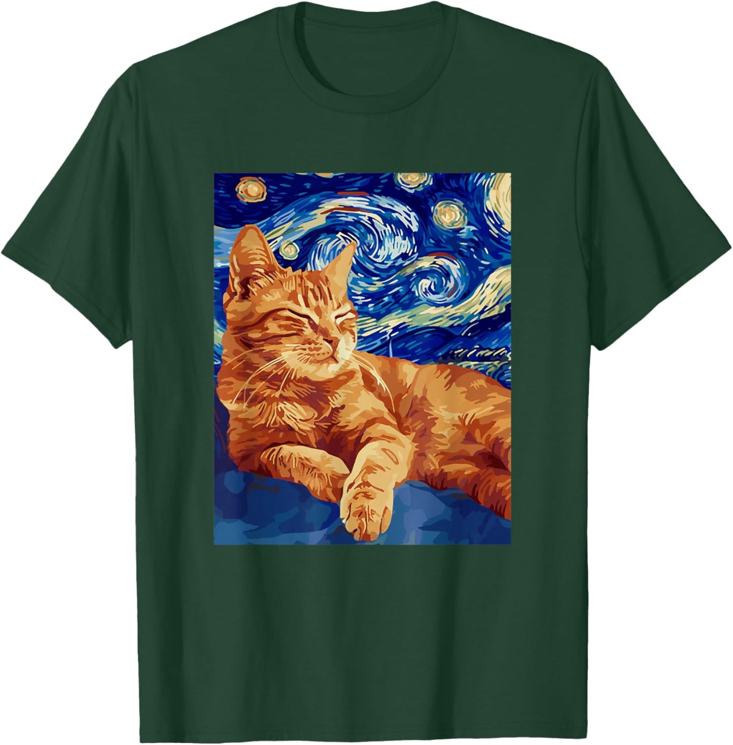 Starry Night Famous Painting Cat T-Shirt - T-Shirt | Forest