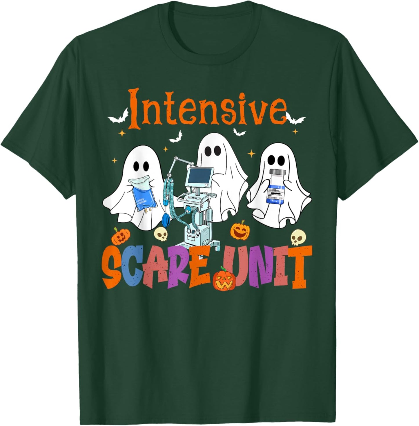 Halloween Intensive Care Scare Unit Ghost Nurse ICU Nursing T-Shirt - T-Shirt | Forest