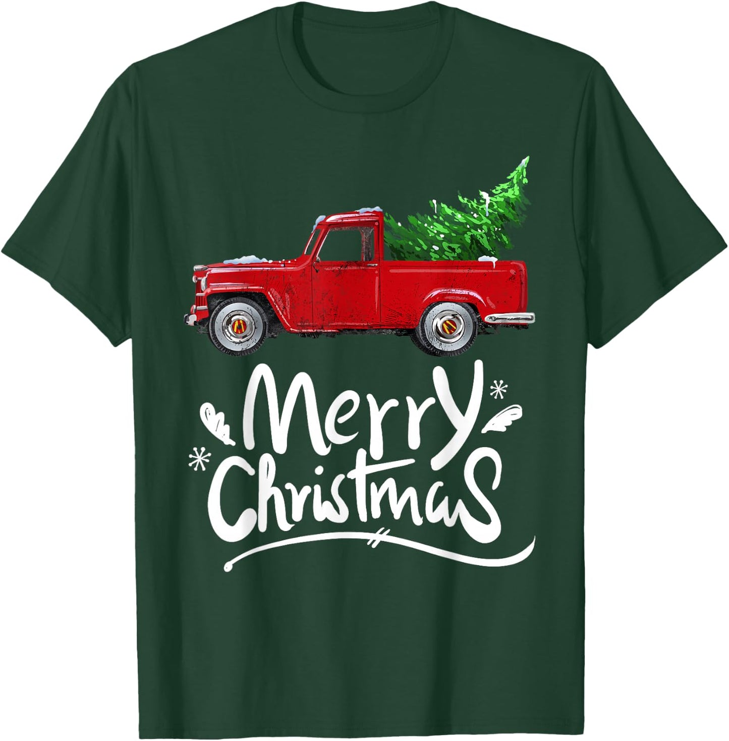 Vintage Wagon Red Truck Christmas Tree Pajama Gift T-Shirt - T-Shirt | Forest