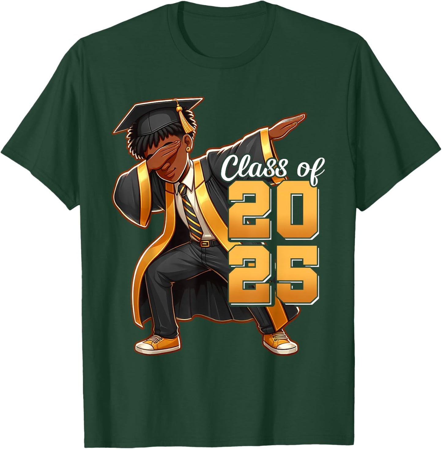 Dabbing Boy Graduation Class Of 2025 African Juneteenth Boy T-Shirt - T-Shirt | Forest