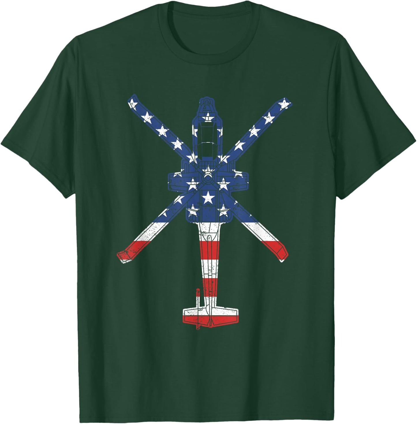 AH64 Apache Military Attack Helicopter American Flag Apache T-Shirt - T-Shirt | Forest