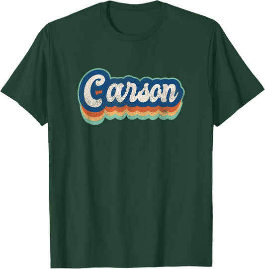 Carson First Name Boy Vintage Style 70s 80s Personalized T-Shirt - T-Shirt | Forest