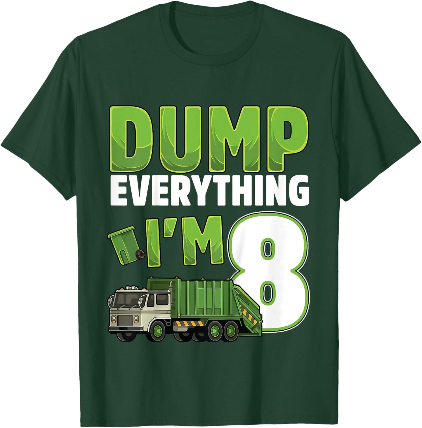 Kids Recycling Trash 8 Year Old Garbage Truck 8th Birthday Boy T-Shirt - T-Shirt | Forest