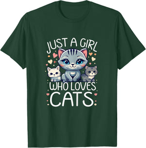Just a girl who loves Cats Cute Cat Lover T-Shirt - T-Shirt | Forest