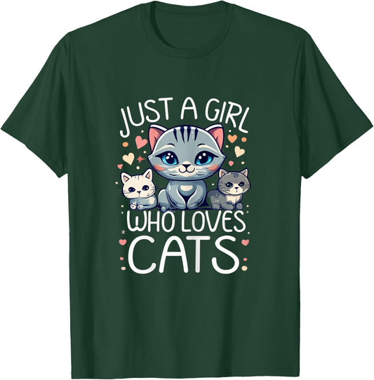 Just a girl who loves Cats Cute Cat Lover T-Shirt - T-Shirt | Forest