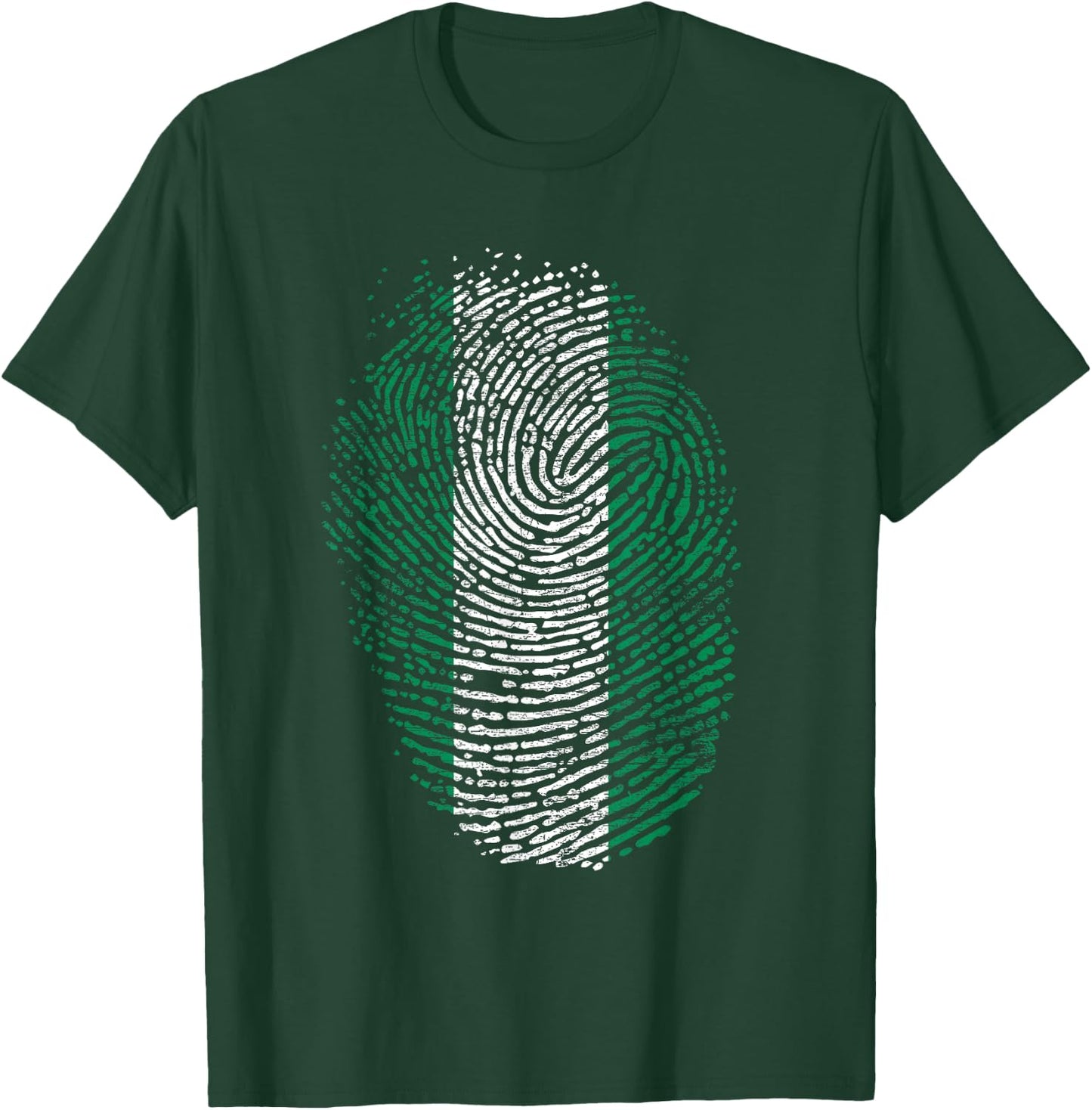 Nigeria Flag Gift Fingerprint T-Shirt - T-Shirt | Forest
