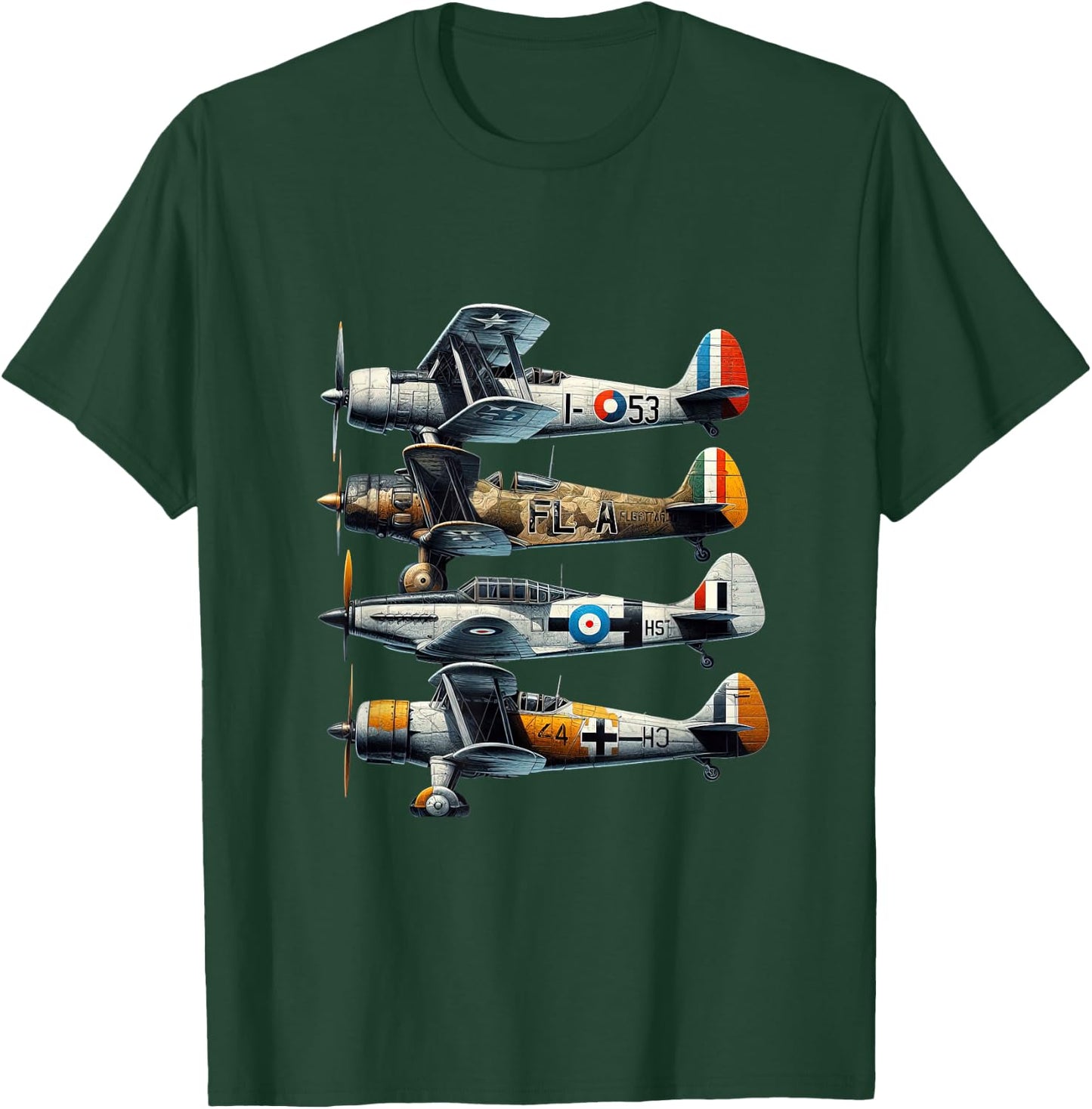 Polikarpov I-153 CR.42 Falco Gloster Gladiator Heinkel He-51 T-Shirt - T-Shirt | Forest