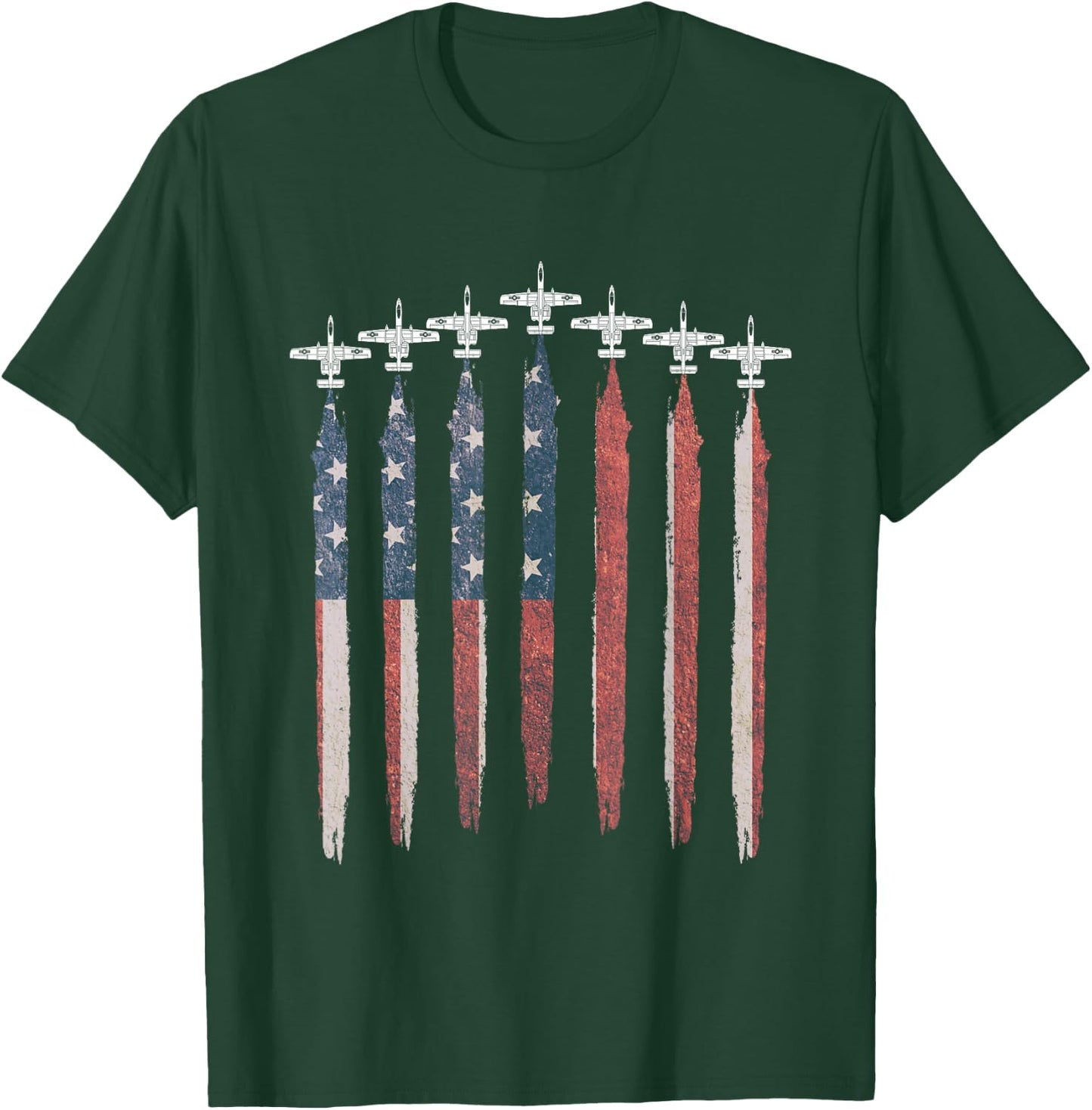 A10 Warthog Jet USA Flag Airplane Thunderbolt 4th of July T-Shirt - T-Shirt | Forest