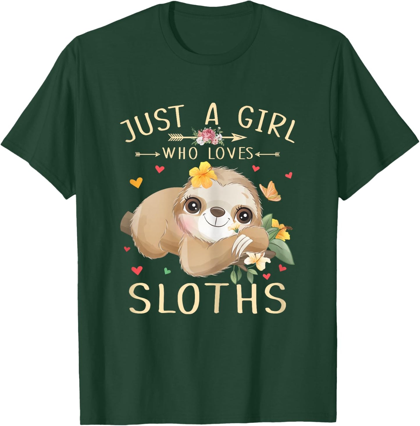 Just A Girl Who Loves Sloths Cute Sloth Lover Girls T-Shirt - T-Shirt | Forest