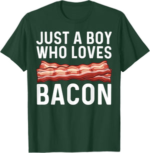 Funny Bacon Gift Bacon Lovers Boys Kids Meat Foodie Pun T-Shirt - T-Shirt | Forest