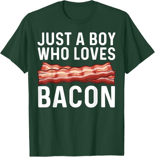 Funny Bacon Gift Bacon Lovers Boys Kids Meat Foodie Pun T-Shirt - T-Shirt | Forest