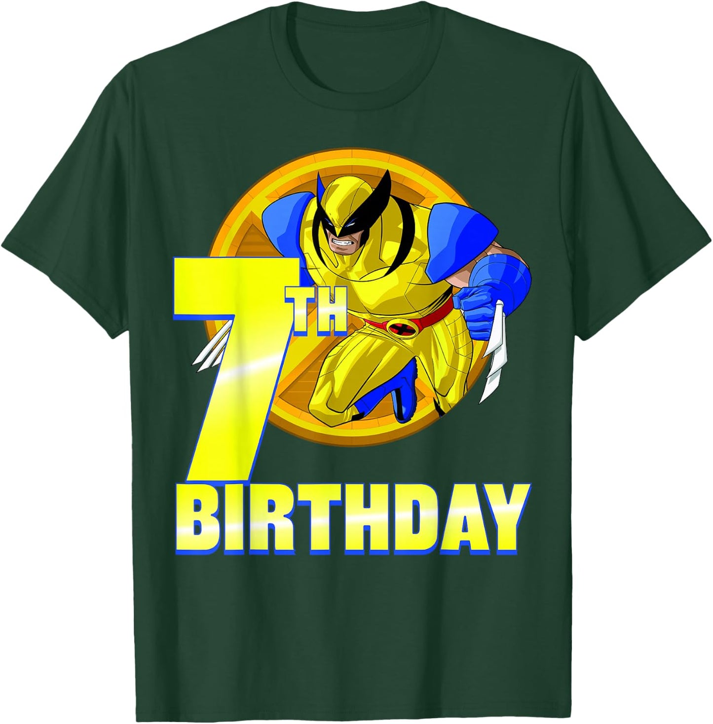 Marvel X-Men Wolverine 7th Birthday Badge T-Shirt - T-Shirt | Forest