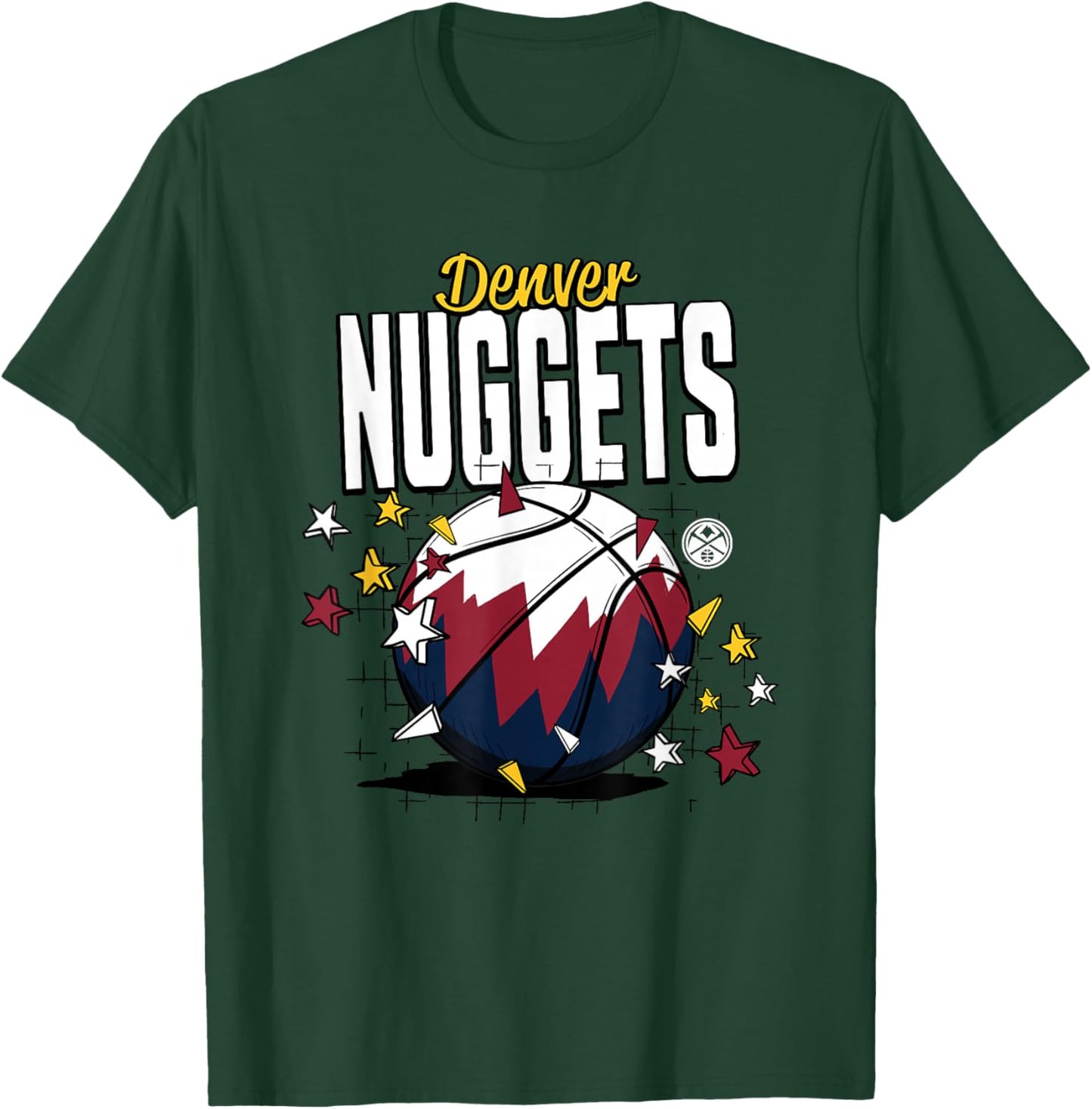 NBA Denver Nuggets Basketball Doodle Stars T-Shirt - T-Shirt | Forest