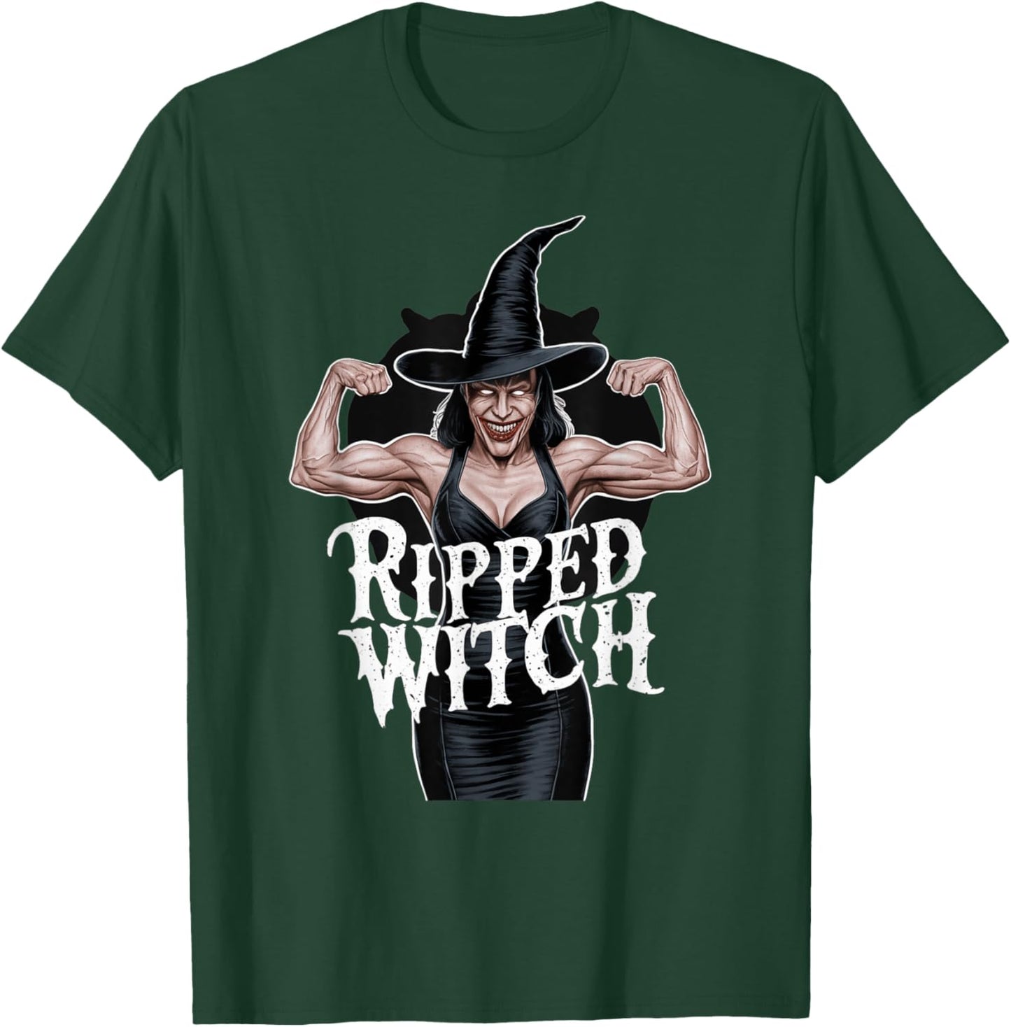 Ripped Witch Muscular Halloween Gym Bodybuilder Costume T-Shirt - T-Shirt | Forest