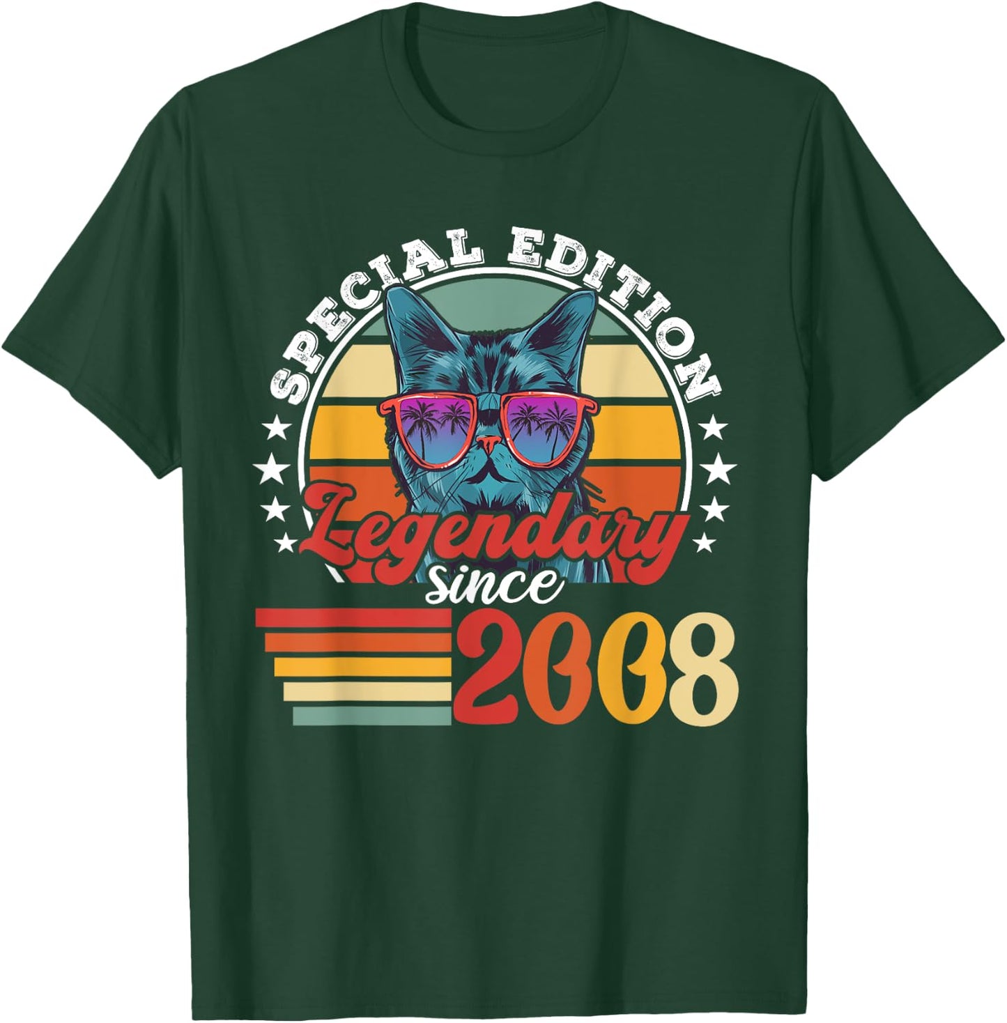 Retro cat with sunglasses funny saying vintage 2008 T-Shirt - T-Shirt | Forest