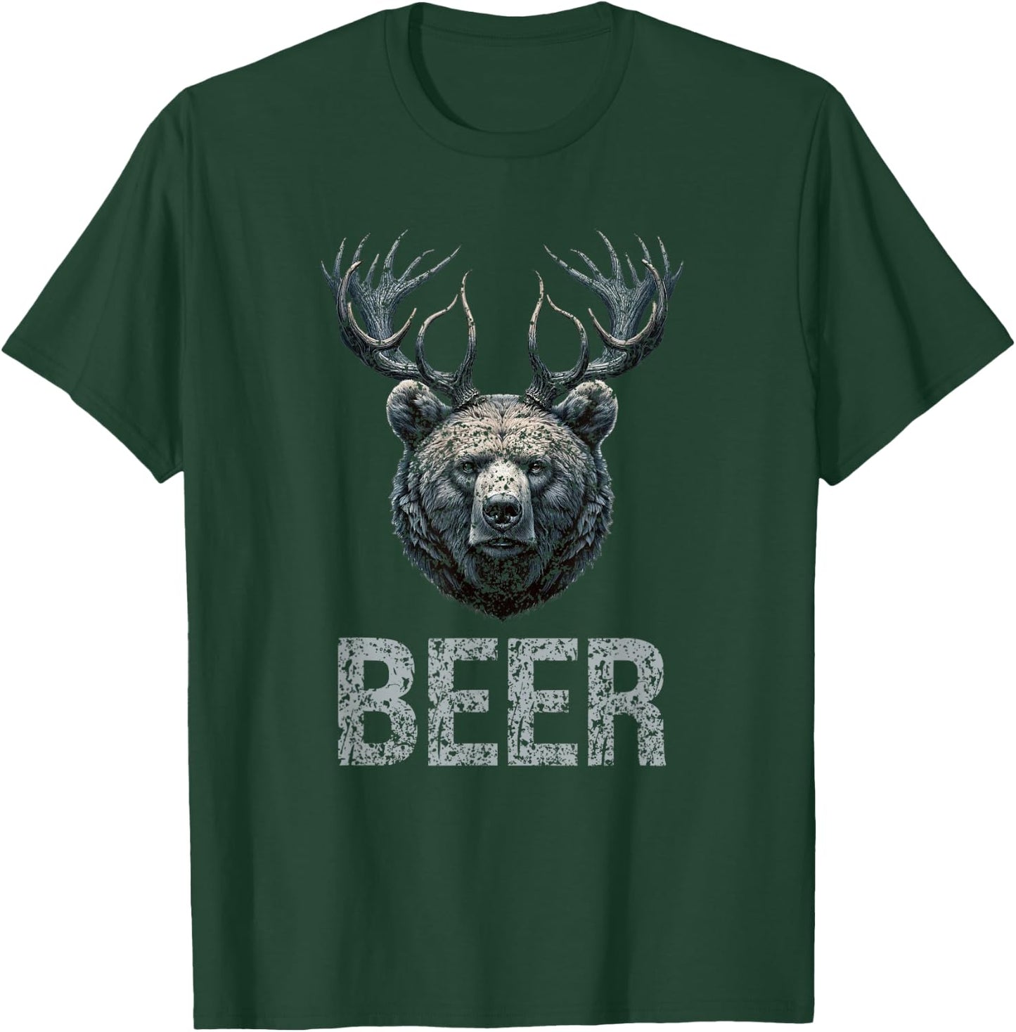 Beer Grizzly Deer Bear Bear With Antlers Beer T-Shirt - T-Shirt | Forest