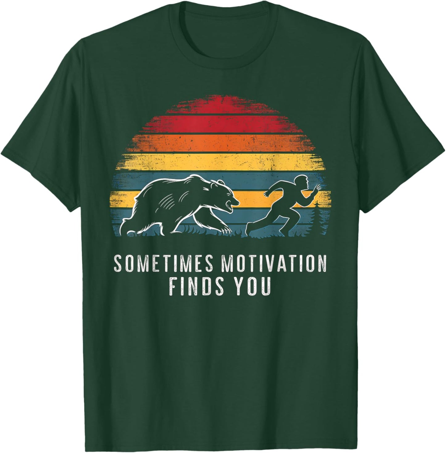 Running Motivation Bear Chasing Runner Funny Runner Design T-Shirt - T-Shirt | Forest