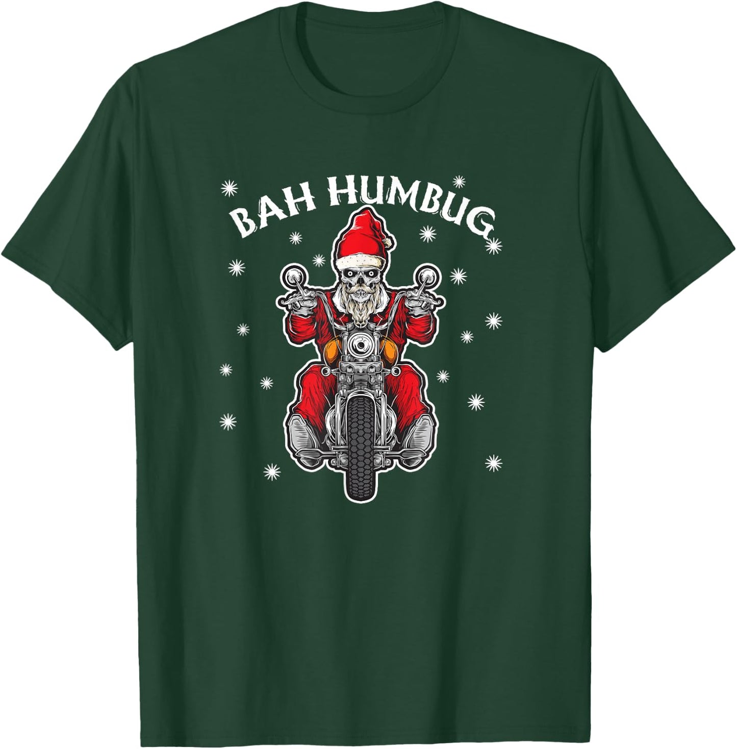 Bah Humbug Skeleton Santa Riding A Motorcycle Gift T-Shirt - T-Shirt | Forest