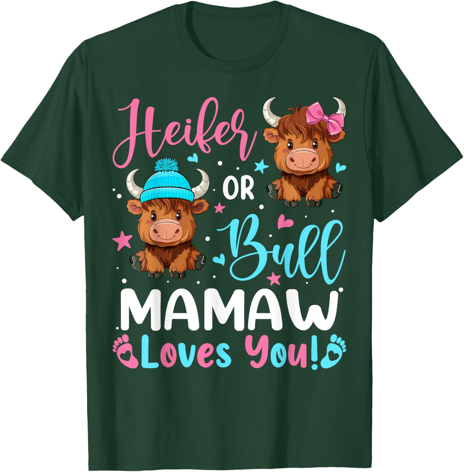 Bull or Heifer Mamaw Loves You Highland Cow Lover T-Shirt - T-Shirt | Forest