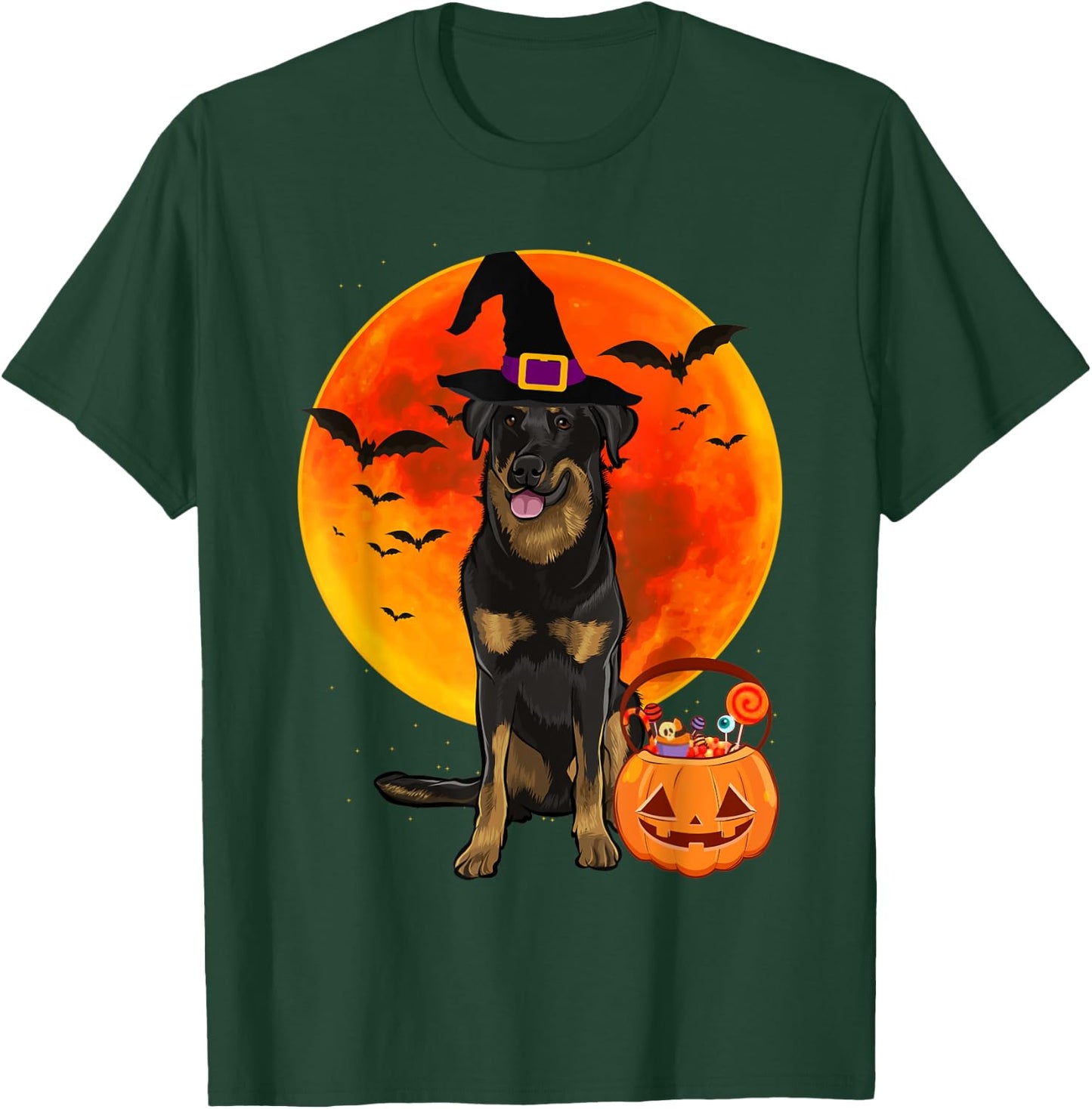 Dog Halloween Beauceron Jack O Lantern Pumpkin T-Shirt - T-Shirt | Forest