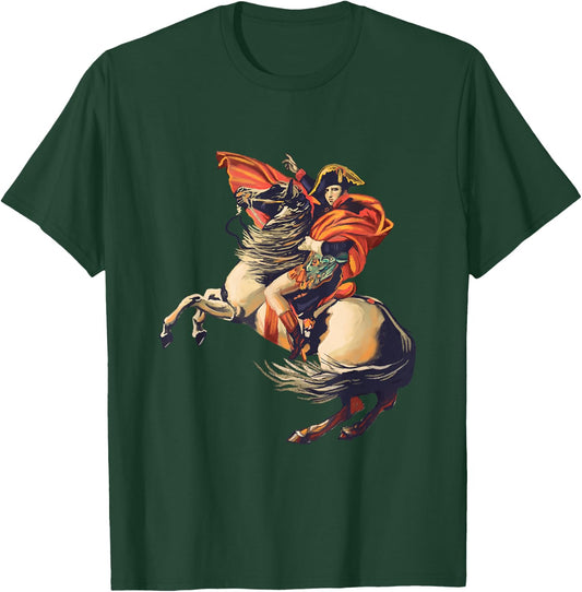 Napoleon Bonaparte with horse, art, painting Alps, gift T-Shirt - T-Shirt | Forest