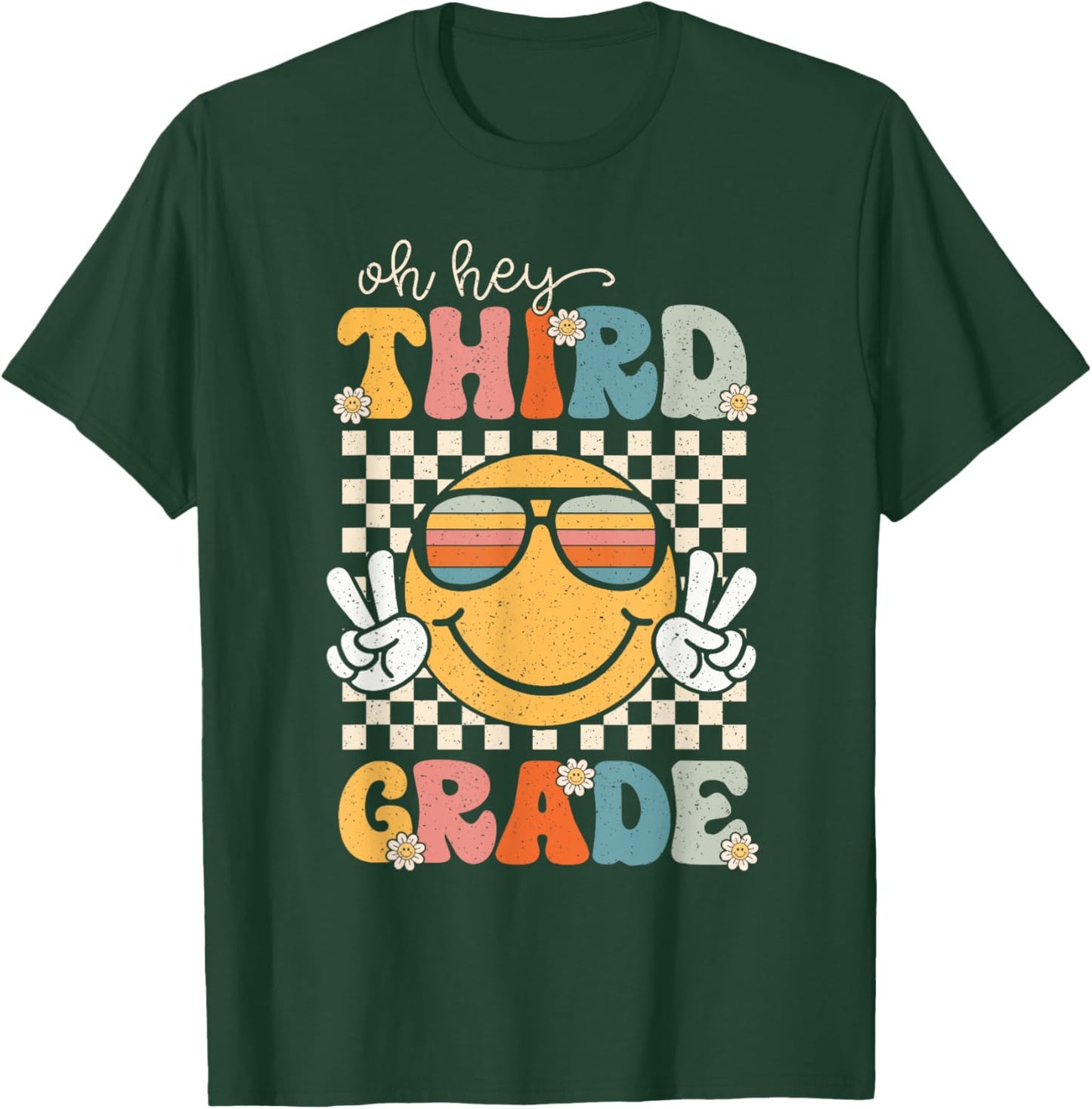 Third Grade Oh Hey Smile Retro Back To School 3rd Grade T-Shirt - T-Shirt | Forest