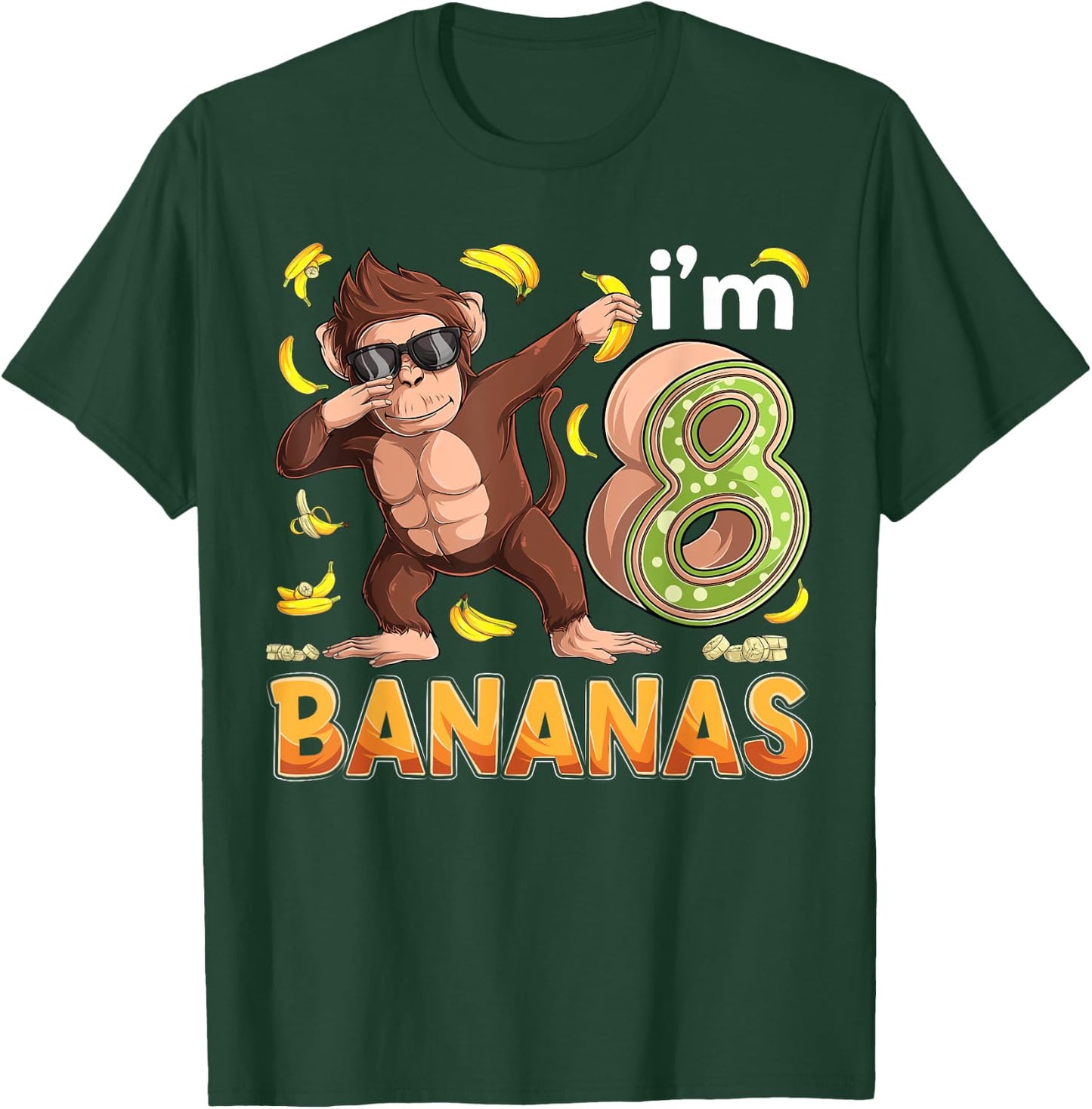 8 Year Old Monkey Birthday Safari Jungle Animal 8th B-day T-Shirt - T-Shirt | Forest