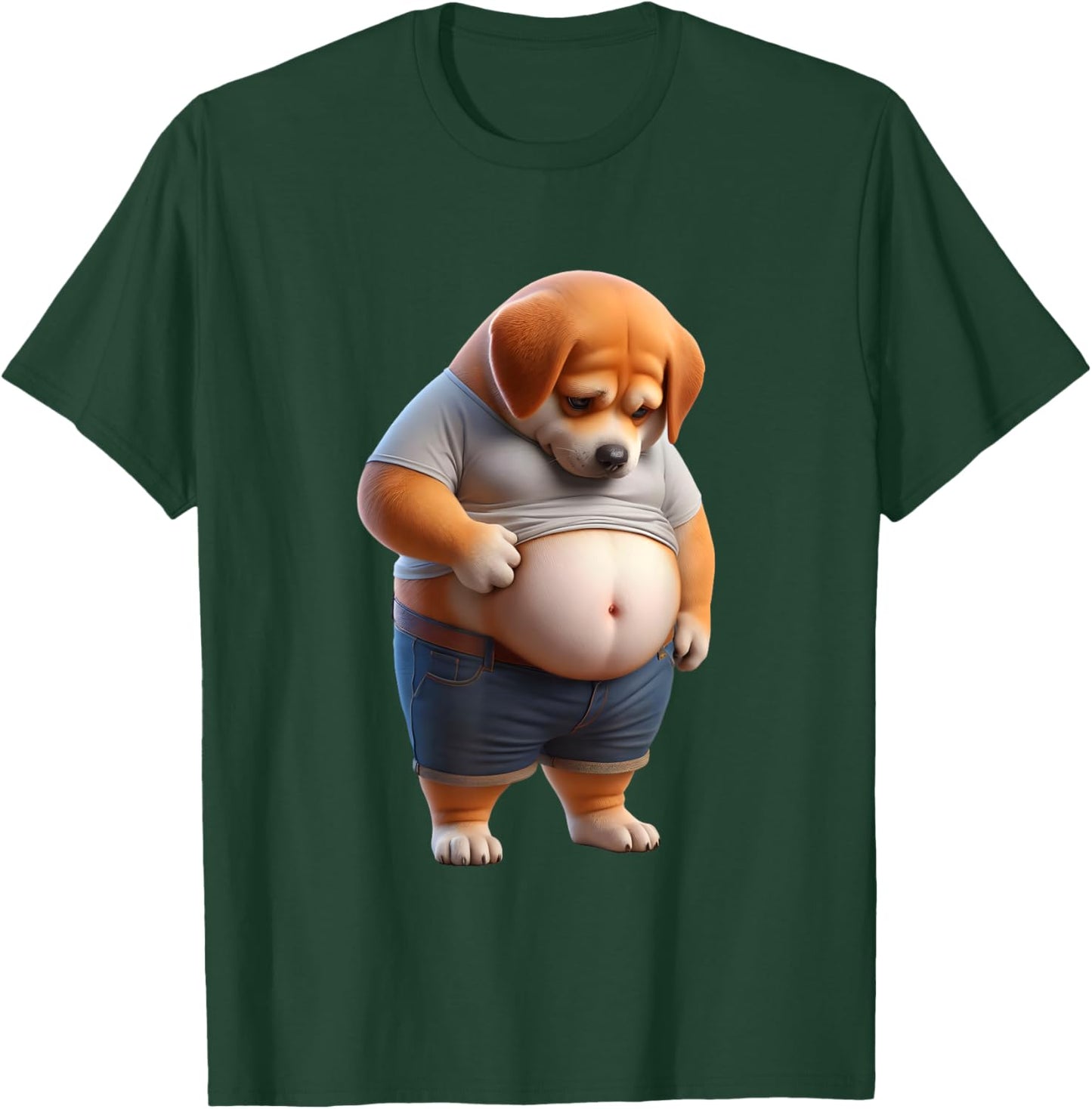 Funny Fat Dog Chubby Chonk Dog Design Canine Dog Lovers T-Shirt - T-Shirt | Forest