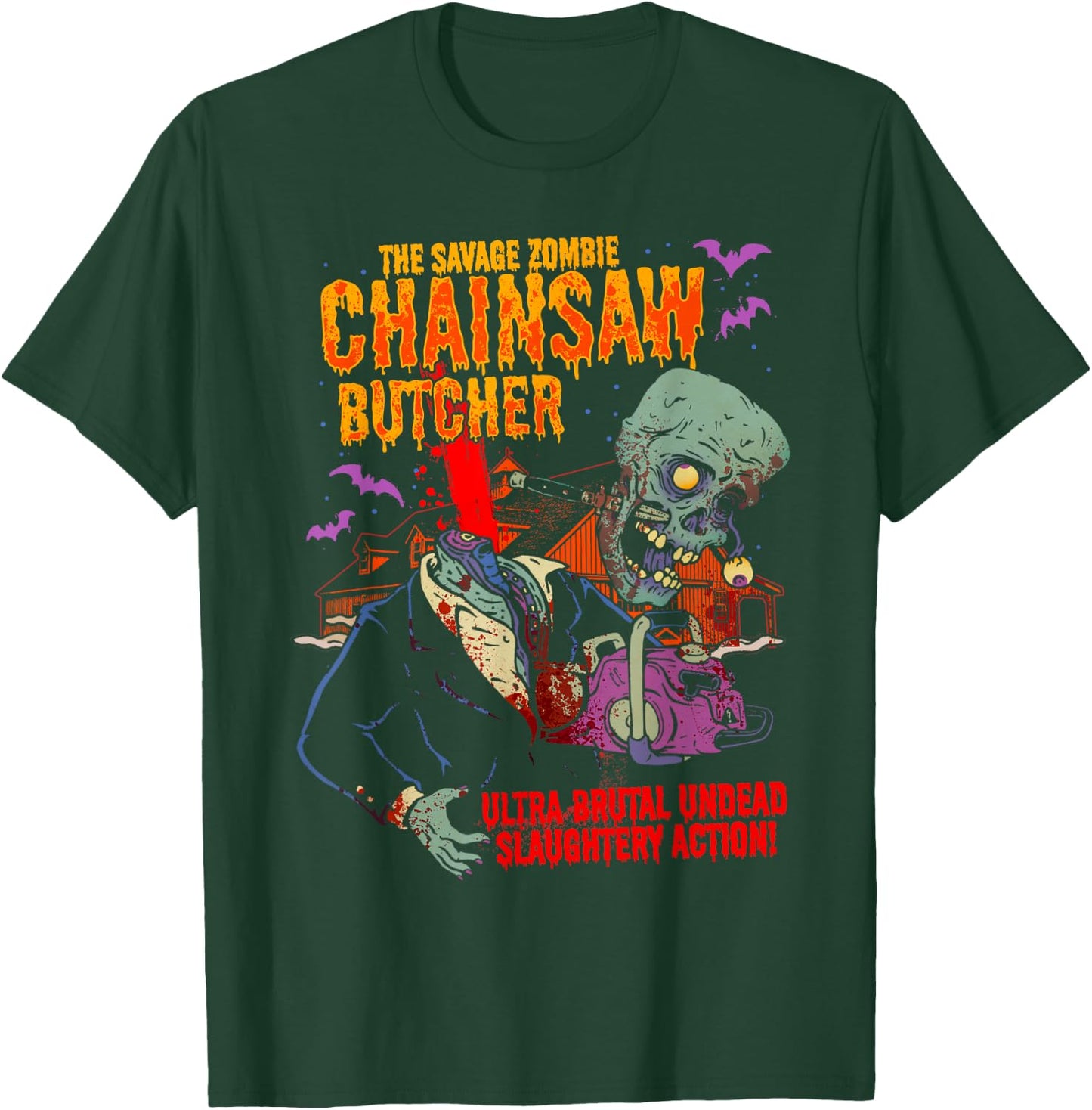 The Savage Zombie Chainsaw Butcher Horror Movie T-Shirt - T-Shirt | Forest