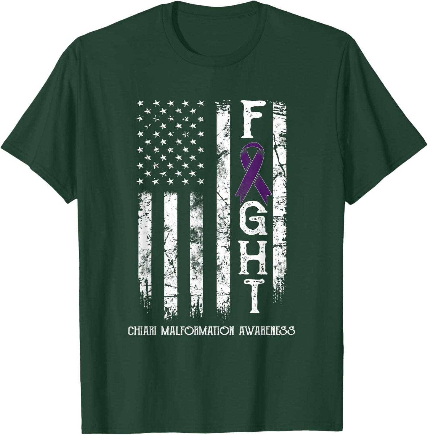Chiari Malformation Warrior US Flag T-Shirt - T-Shirt | Forest