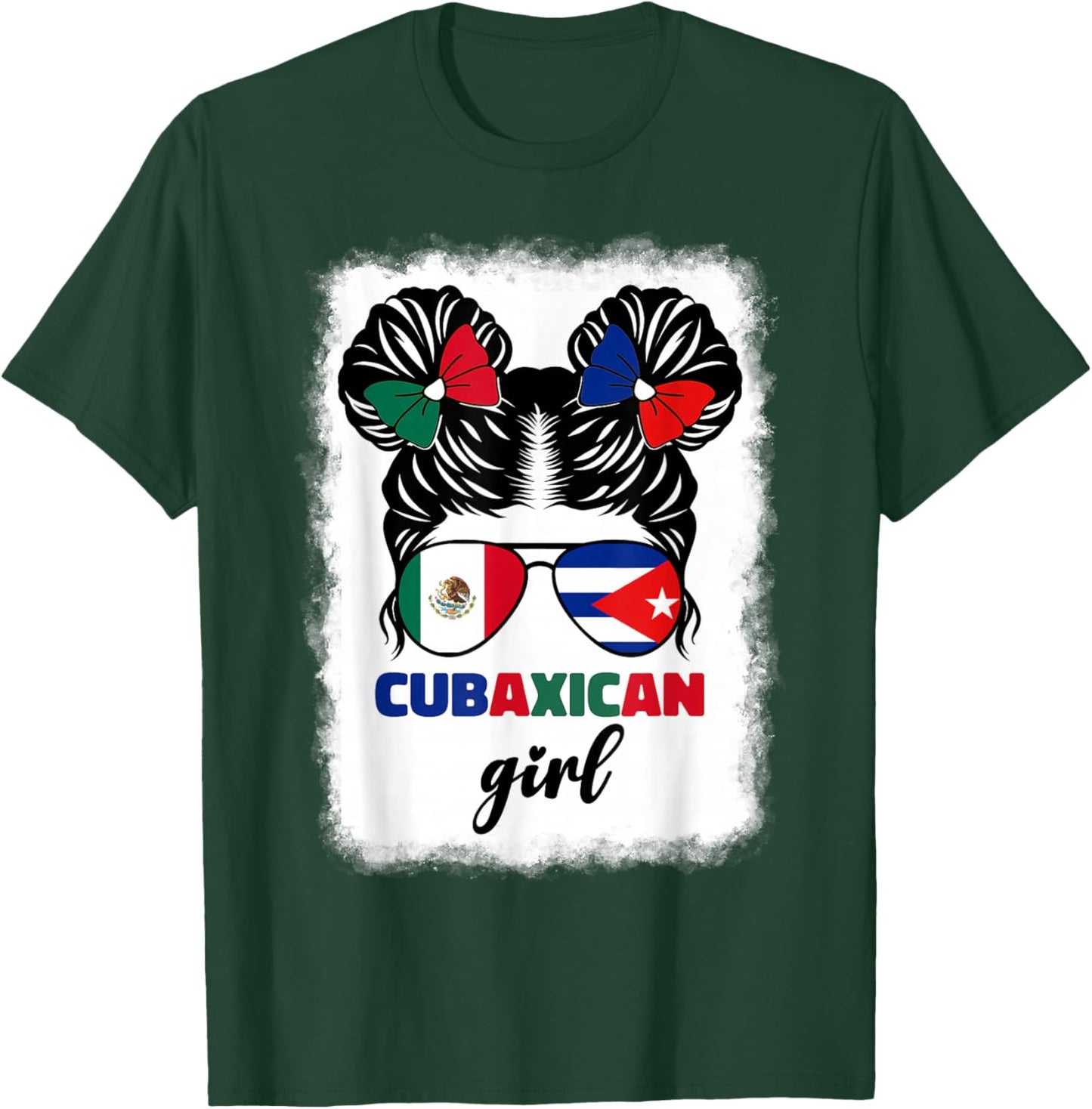 Half Mexican And Half Cuban Mexico Cuba Flag Girl Kids Girls T-Shirt - T-Shirt | Forest