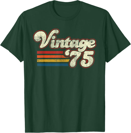 Vintage Retro Birthday 1975 50th Birthday -Adults Black Medium T-Shirt - T-Shirt | Forest