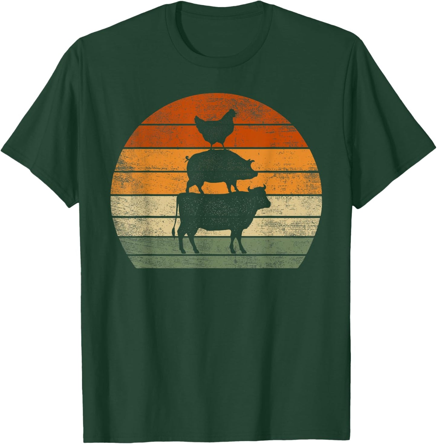 Farm Animals Gifts Women Men Cow Pig Chicken Print Graphic T-Shirt - T-Shirt | Forest
