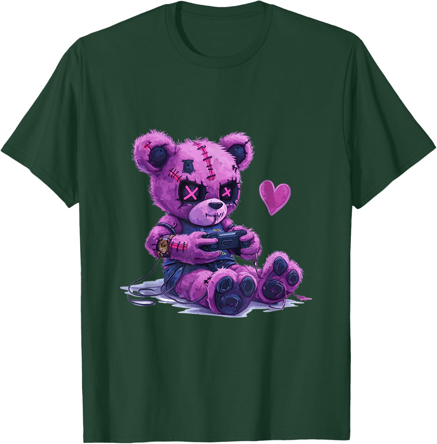 Goth Pastel Cute Creepy Kawaii Gamer Teddy Bear Gaming T-Shirt - T-Shirt | Forest