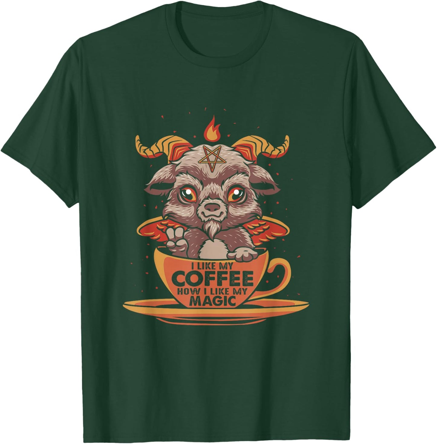 Baphomet Coffee Shirt I Like My Coffee Occult Coffee Lovers T-Shirt - T-Shirt | Forest