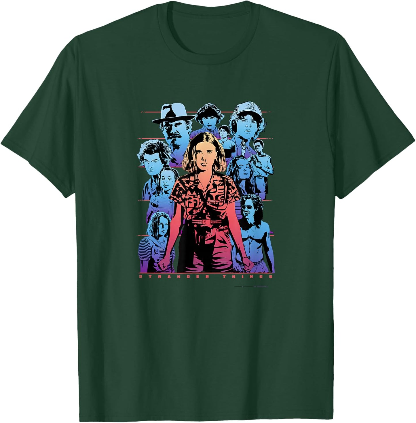 Stranger Things Group Shot Populous Gazing T-Shirt - T-Shirt | Forest