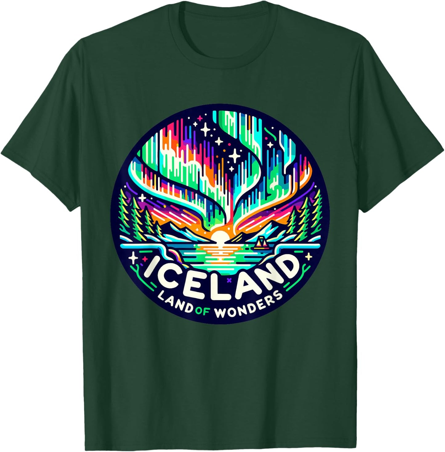Iceland Northern Lights Aurora Borealis T-Shirt - T-Shirt | Forest