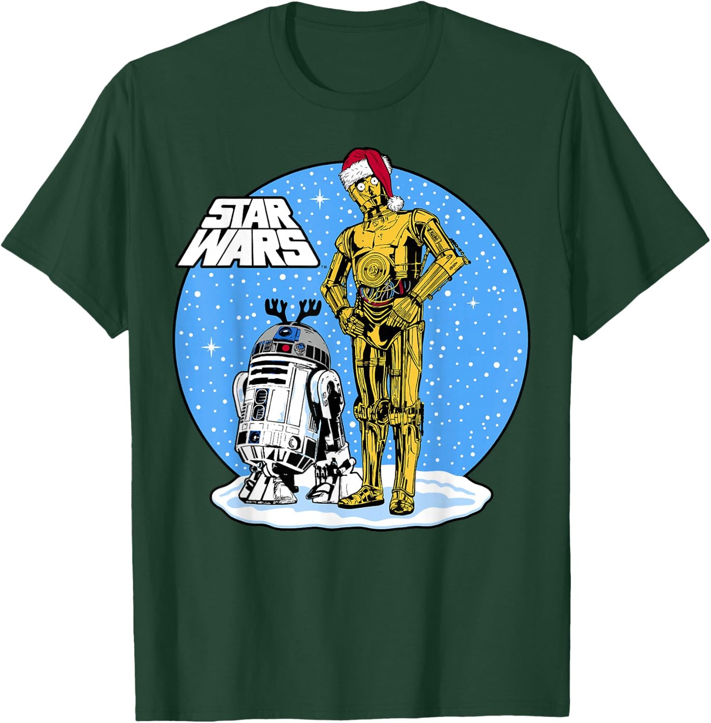 Star Wars Christmas C-3PO & R2-D2 Snow Globe T-Shirt - T-Shirt | Forest