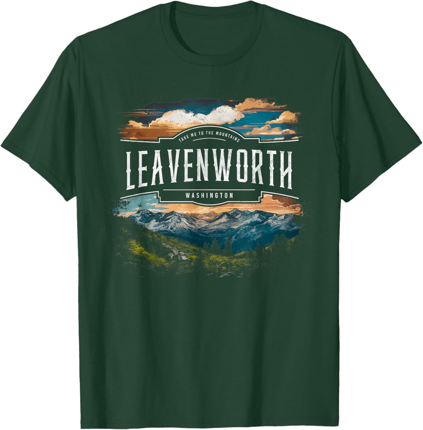 Leavenworth Mountains Washington Hiking Outdoors Vintage T-Shirt - T-Shirt | Forest
