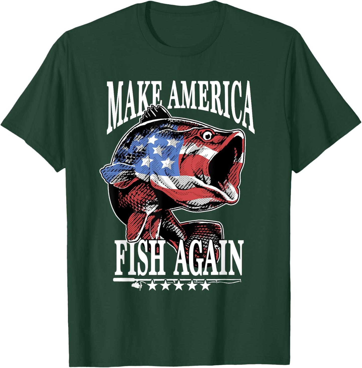 Make America Great Fishing American Flag USA Fisherman Red T-Shirt - T-Shirt | Forest