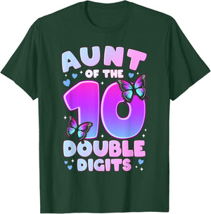 Aunt of The Double Digits 10th Birthday Girl Butterfly T-Shirt - T-Shirt | Forest