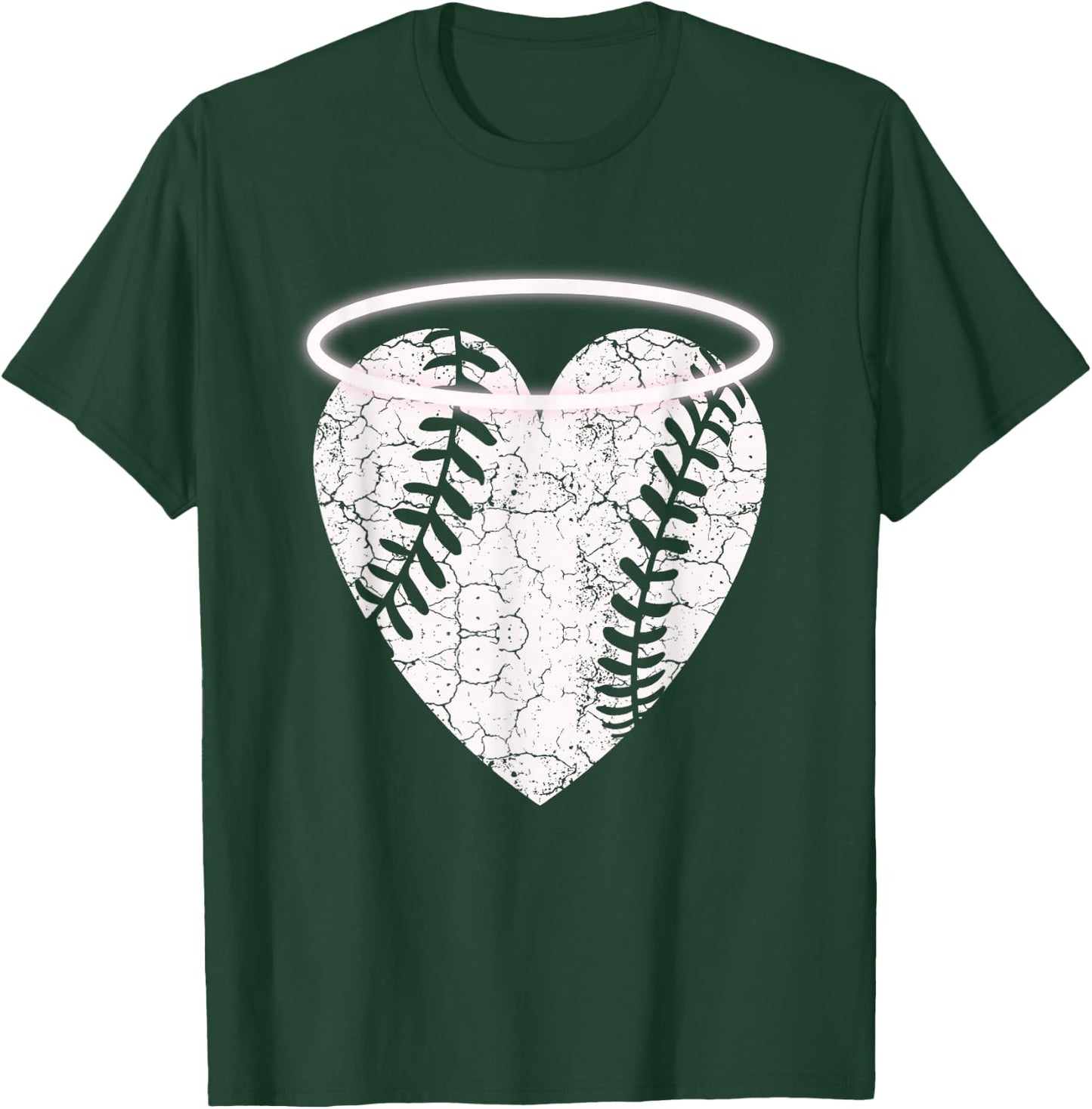 Vintage Angel Baseball Heart with Halo T-Shirt - T-Shirt | Forest